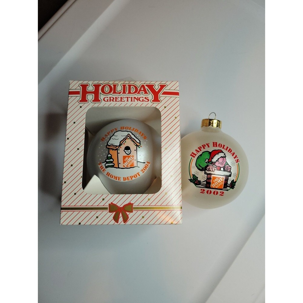Home Depot Holiday Greetings Employee Ornaments 2002 & 2004